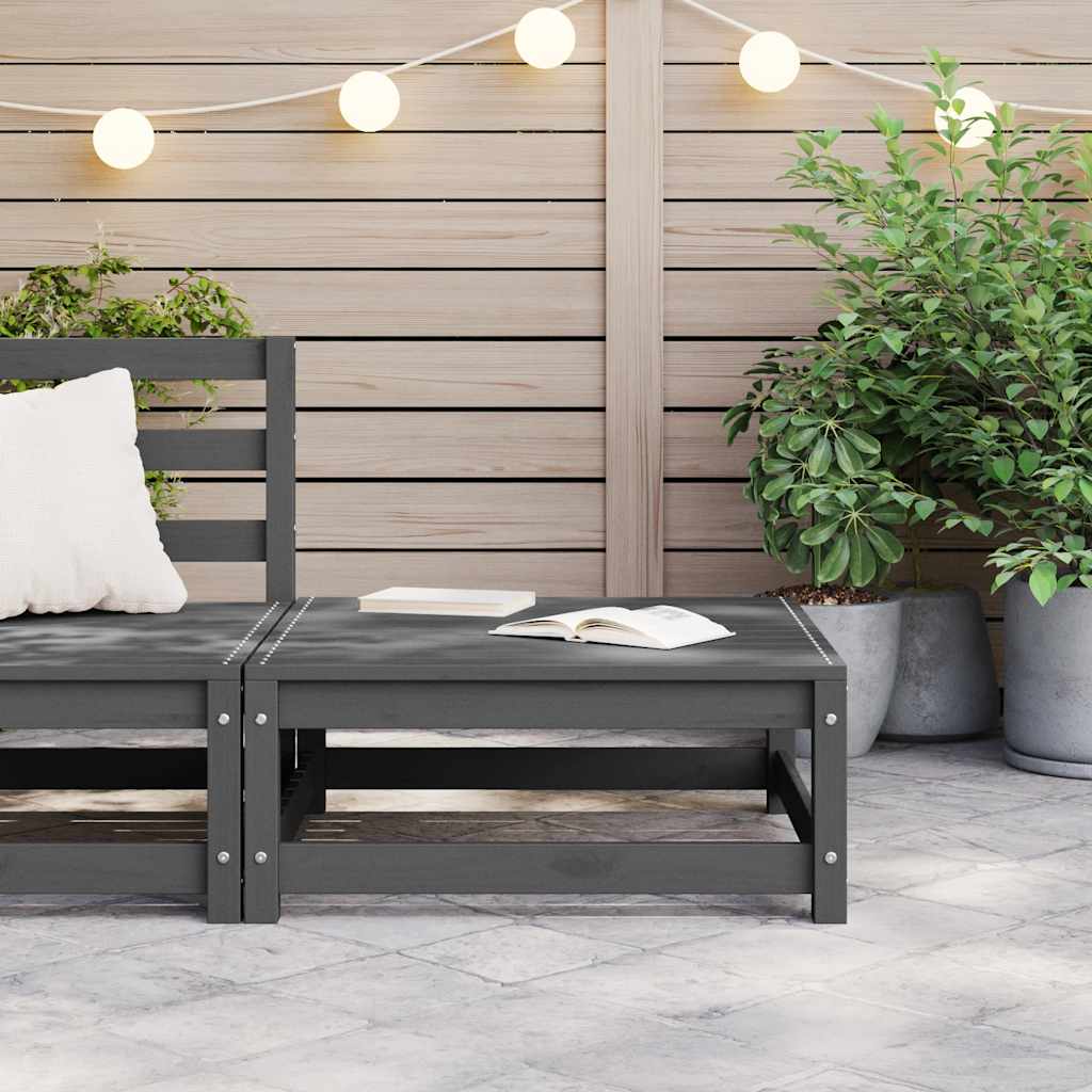 Gartenhocker 70x70x30 cm Grau Massivholz Kiefer
