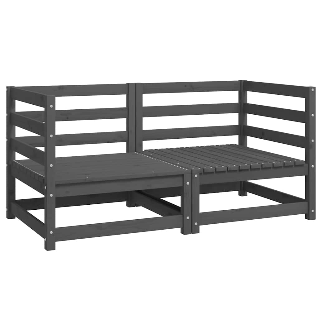 Garten-Ecksofas 2 Stk. Grau Massivholz Kiefer