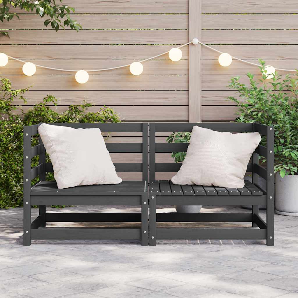 Garten-Ecksofas 2 Stk. Grau Massivholz Kiefer