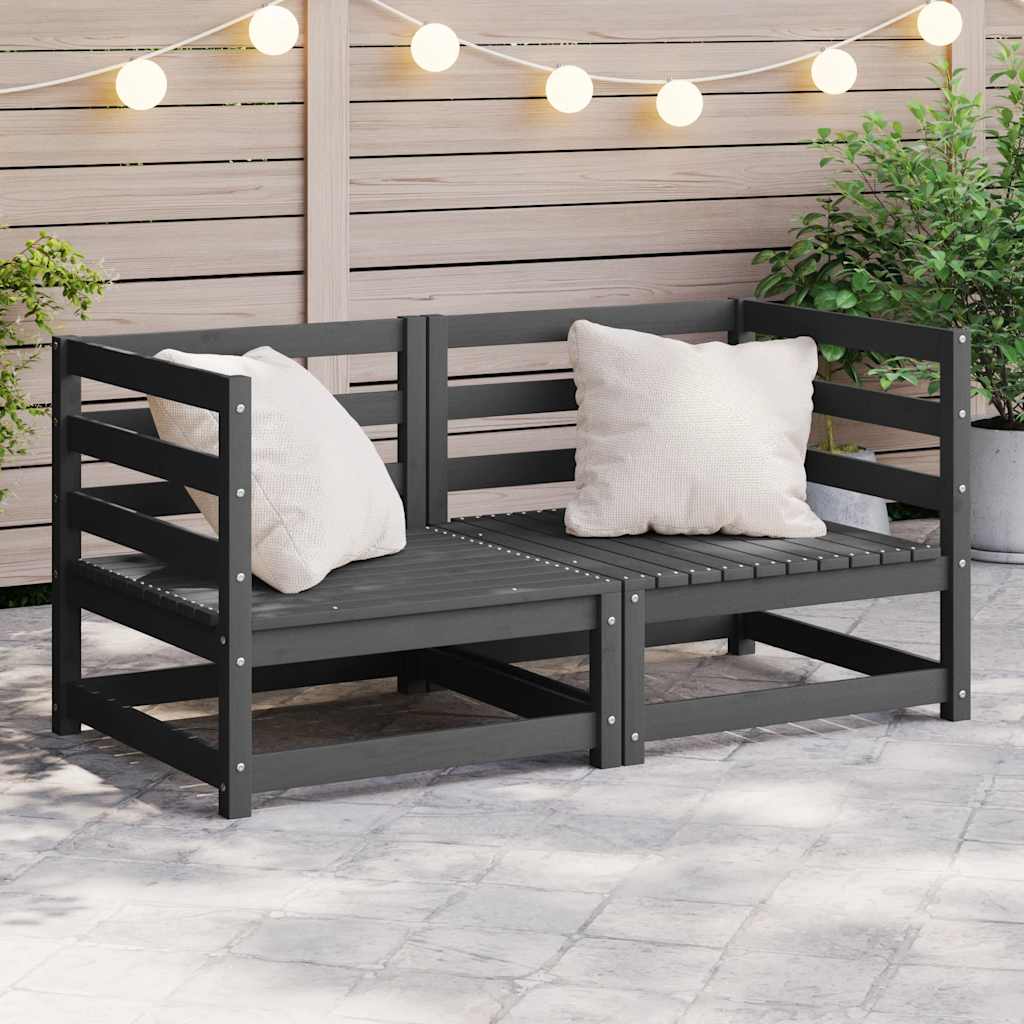 Garten-Ecksofas 2 Stk. Grau Massivholz Kiefer