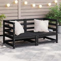 Garten-Ecksofas 2 Stk. Schwarz Kiefer Massivholz