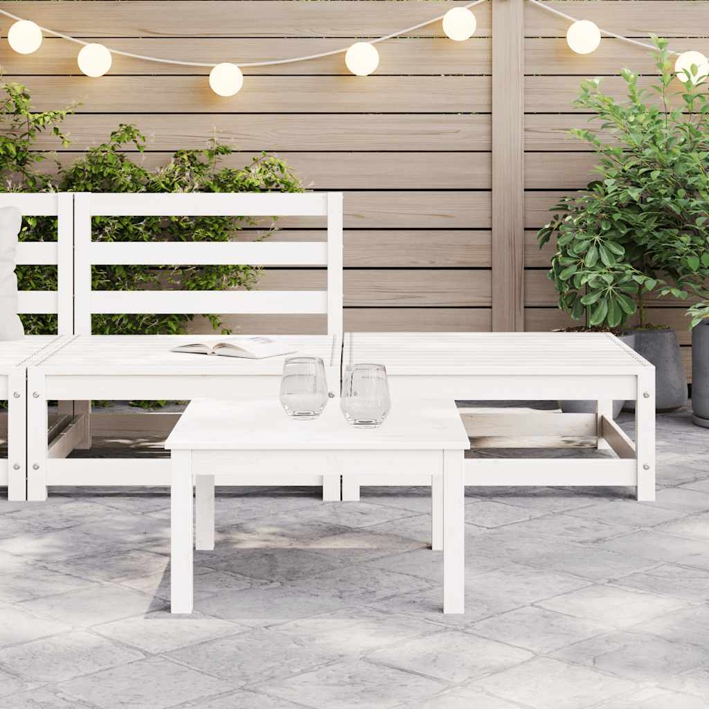 2-tlg. Garten-Lounge-Set Weiß Kiefer Massivholz