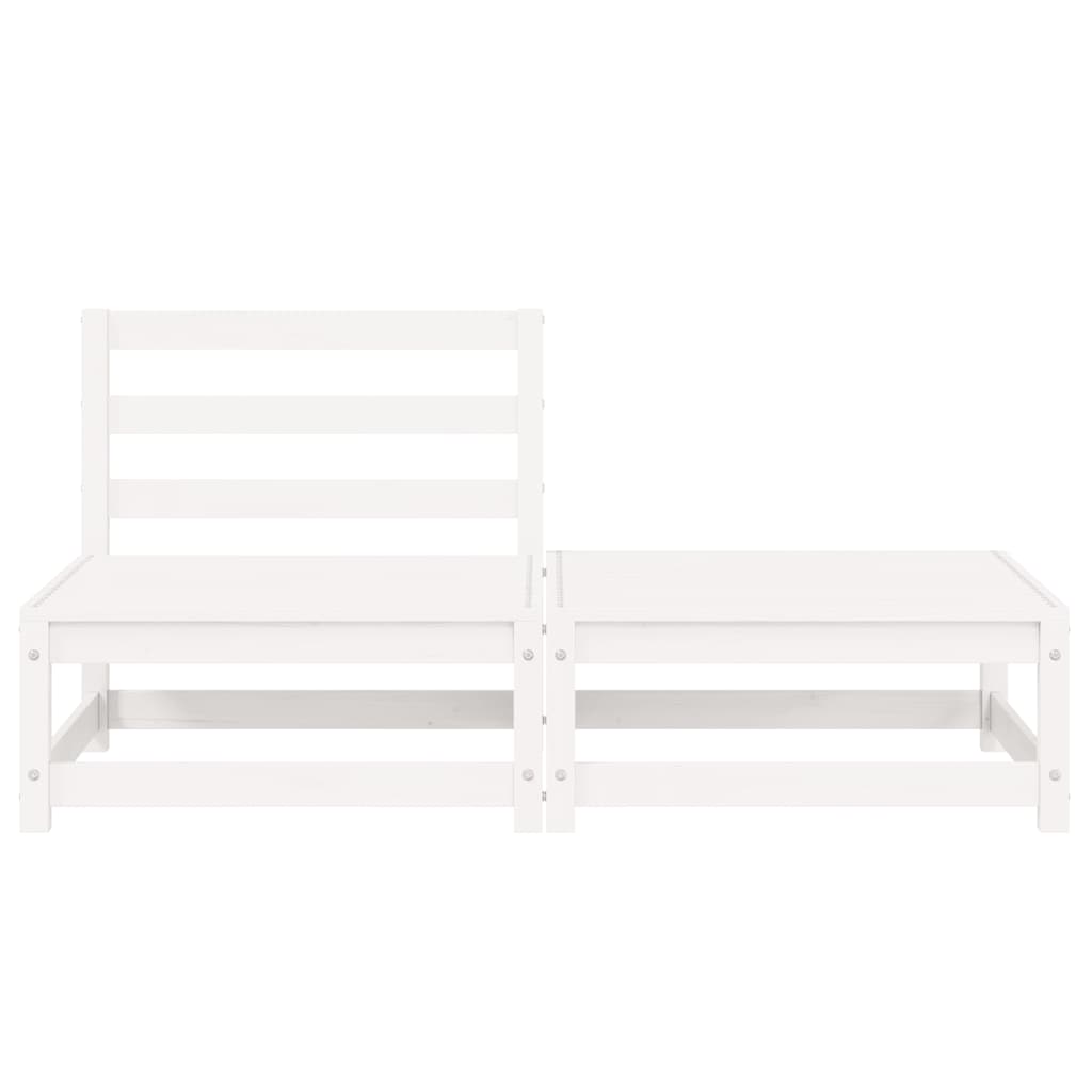 2-tlg. Garten-Lounge-Set Weiß Kiefer Massivholz