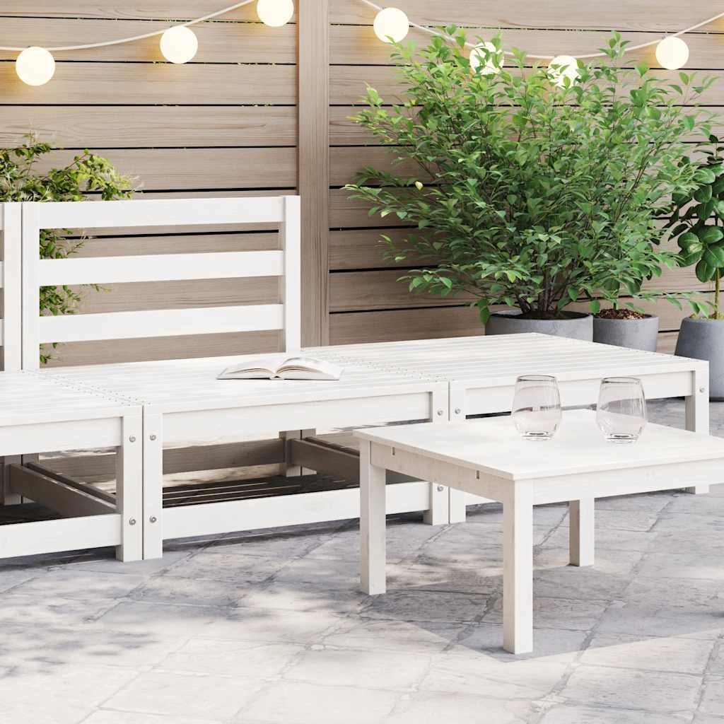 2-tlg. Garten-Lounge-Set Weiß Kiefer Massivholz