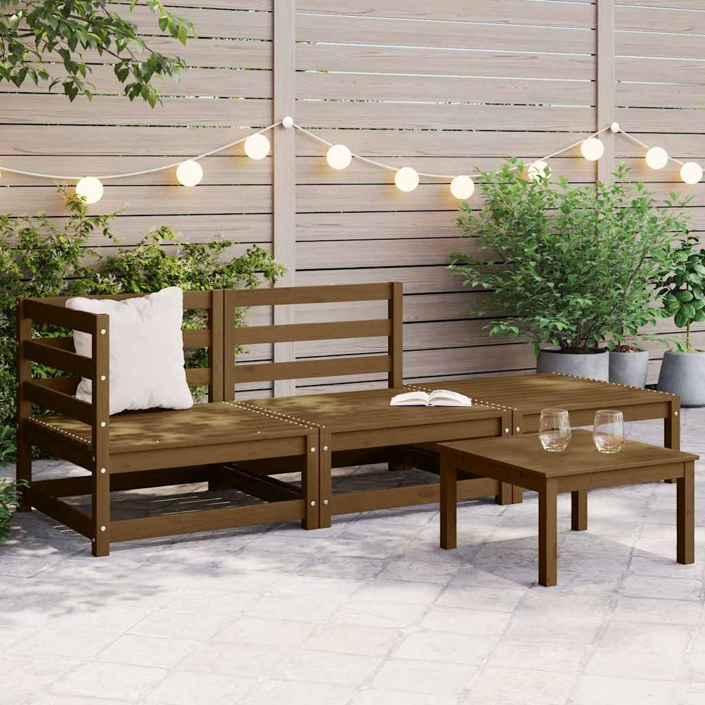 3-tlg. Garten-Lounge-Set Honigbraun Massivholz Kiefer