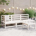 3-tlg. Garten-Lounge-Set Weiß Kiefer Massivholz