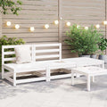 3-tlg. Garten-Lounge-Set Weiß Kiefer Massivholz