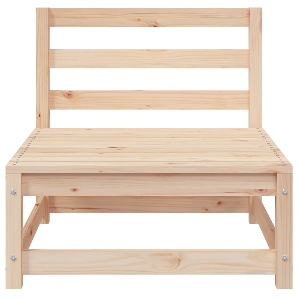 Garten-Mittelsofa mit Grauen Kissen Massivholz Kiefer