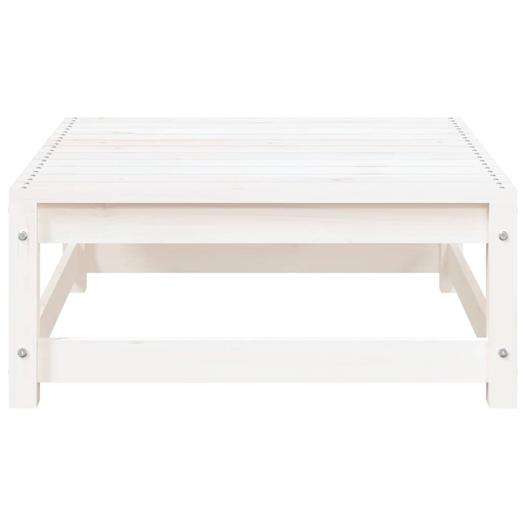 Garten-Fußhocker mit Kissen Weiß Kiefer Massivholz