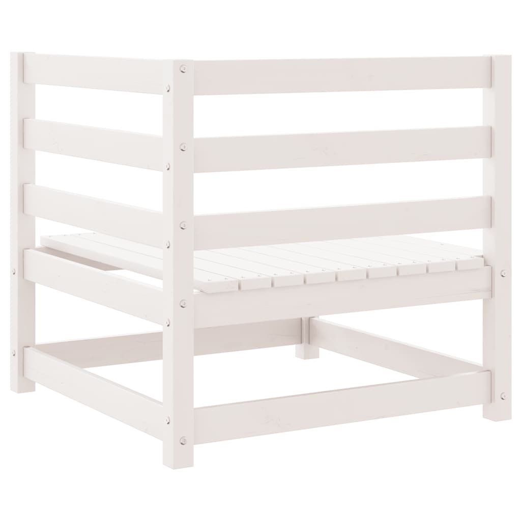 Gartensofa 2-Sitzer mit Kissen Kiefer Massivholz Weiß