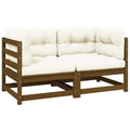 Gartensofa 2-Sitzer mit Kissen Honigbraun Massivholz Kiefer