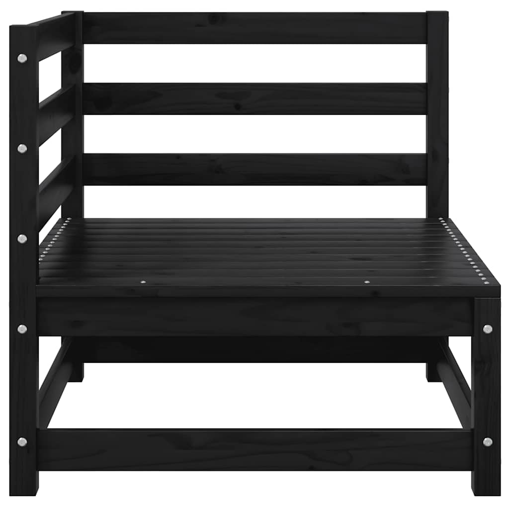 Gartensofa 2-Sitzer mit Kissen Schwarz Kiefer Massivholz