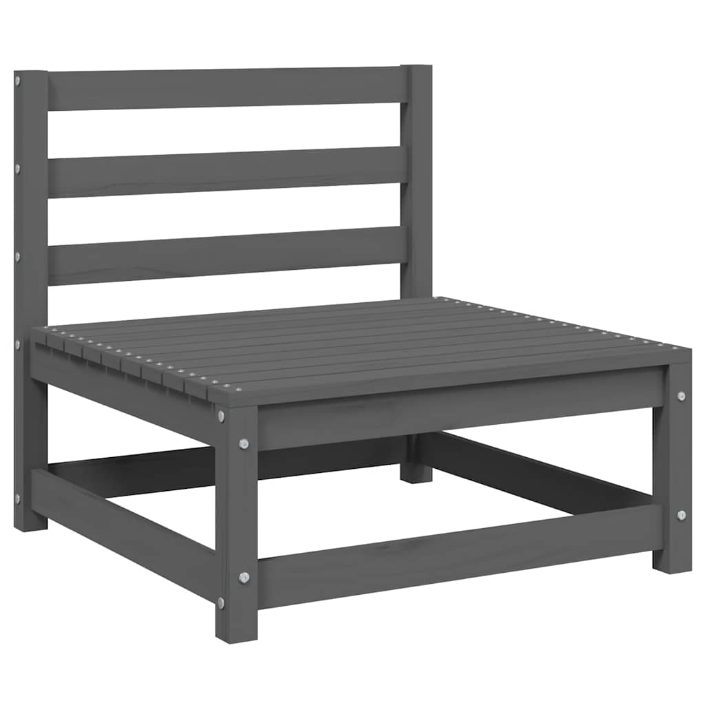 Garten-Mittelsofas mit Kissen 2 Stk. Grau Massivholz Kiefer