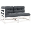 2-tlg. Garten-Lounge-Set mit Kissen Weiß Kiefer Massivholz