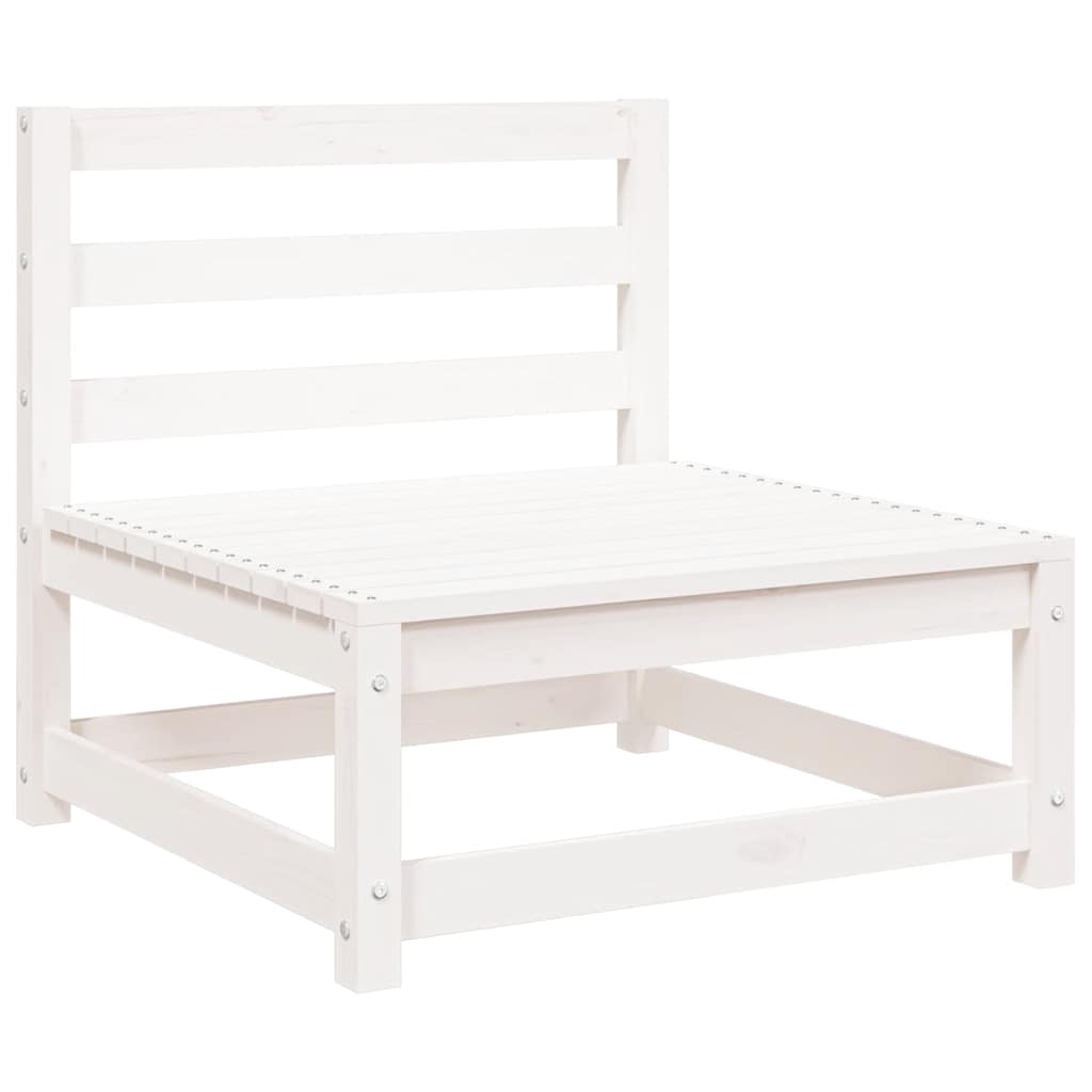 2-tlg. Garten-Lounge-Set mit Kissen Weiß Kiefer Massivholz