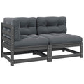 2-tlg. Garten-Lounge-Set mit Kissen Grau Kiefer Massivholz