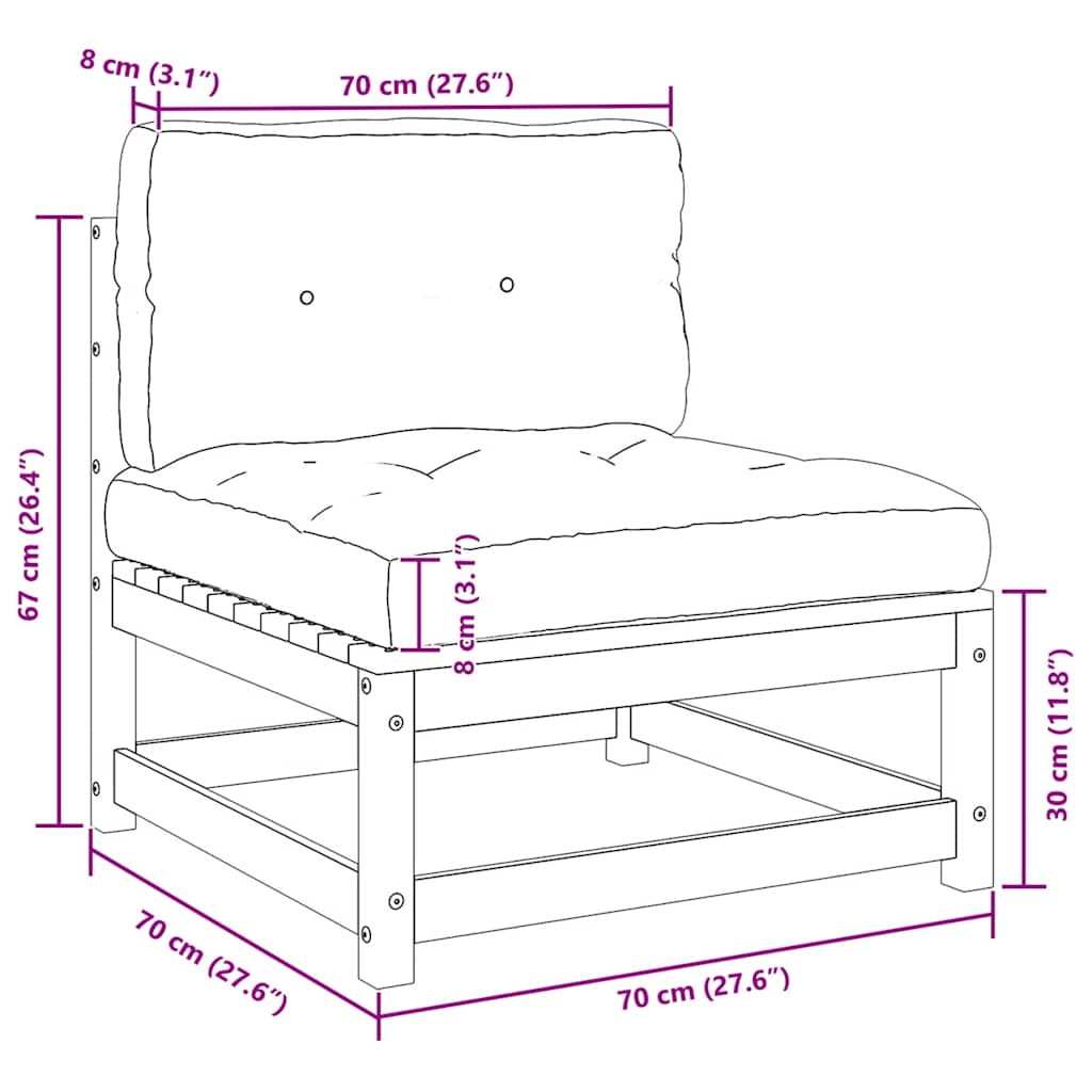 2-tlg. Garten-Lounge-Set mit Kissen Grau Kiefer Massivholz