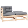 2-tlg. Garten-Lounge-Set mit Kissen Kiefer Massivholz