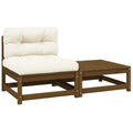 2-tlg. Garten-Lounge-Set Kissen Honigbraun Massivholz Kiefer