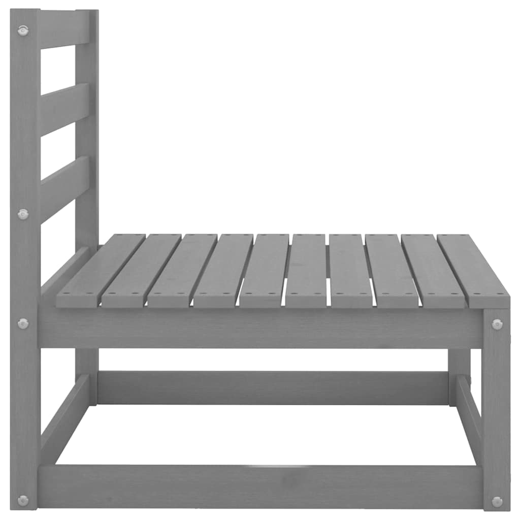 3-tlg. Garten-Lounge-Set mit Kissen Grau Kiefer Massivholz