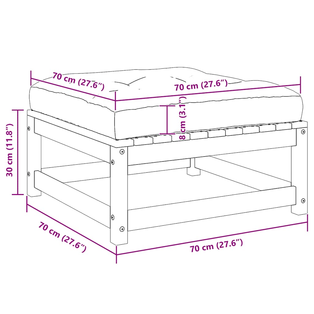 3-tlg. Garten-Lounge-Set mit Kissen Grau Kiefer Massivholz