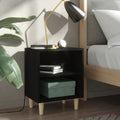Nachttische mit Massivholz-Beinen 2 Stk. Schwarz 40x30x50 cm