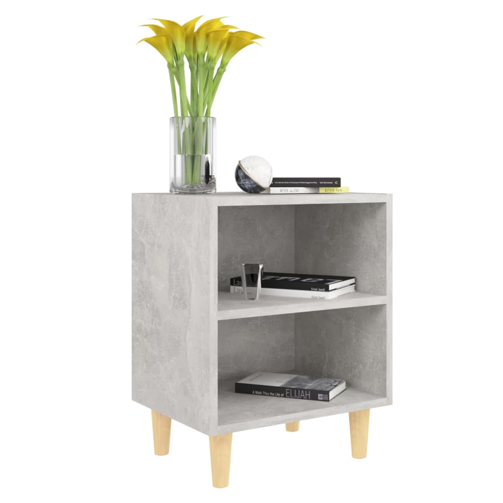 Nachttische mit Massivholz-Beinen 2 Stk. Betongrau 40x30x50 cm