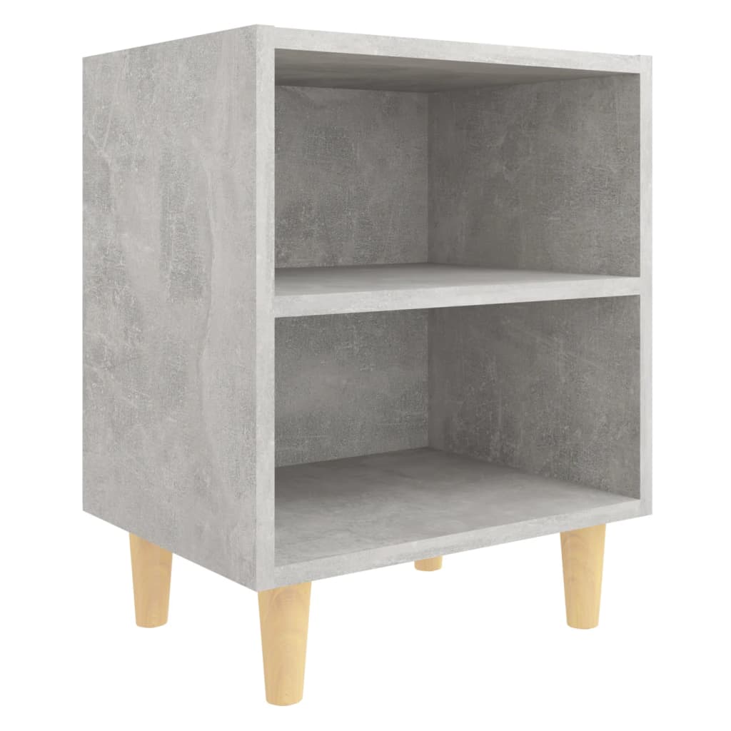 Nachttische mit Massivholz-Beinen 2 Stk. Betongrau 40x30x50 cm