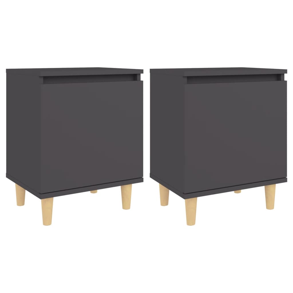Nachttische mit Massivholz-Beinen 2 Stk. Grau 40x30x50 cm