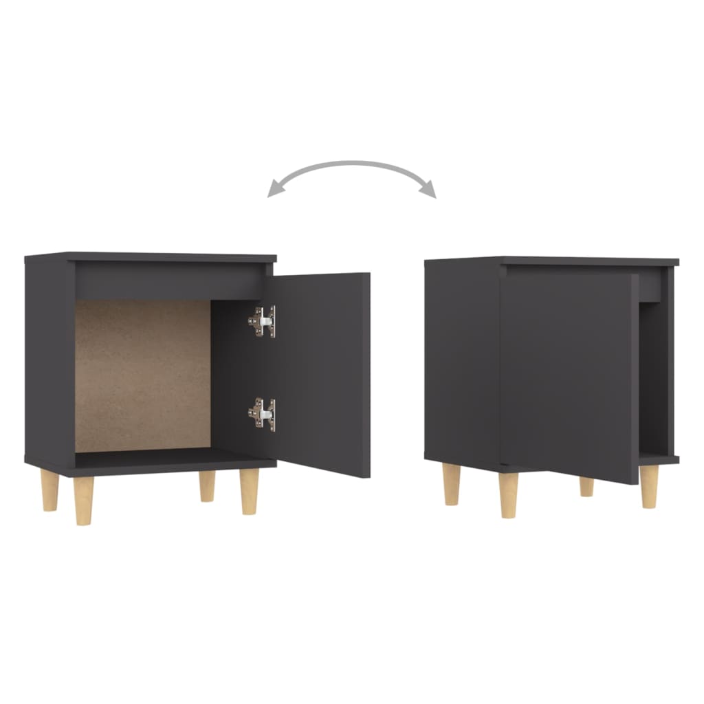 Nachttische mit Massivholz-Beinen 2 Stk. Grau 40x30x50 cm