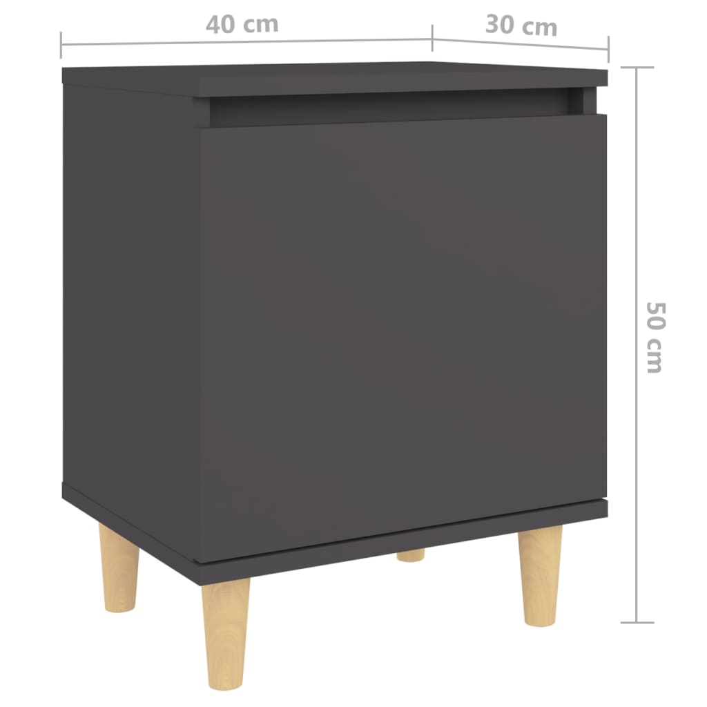 Nachttische mit Massivholz-Beinen 2 Stk. Grau 40x30x50 cm