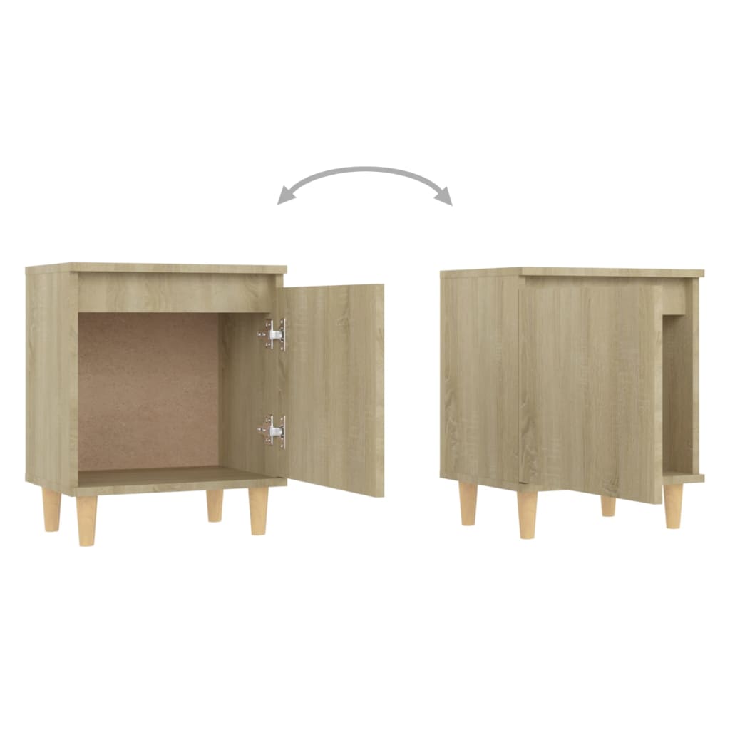 Nachttische 2 Stk. Massivholz-Beinen Sonoma-Eiche 40x30x50cm