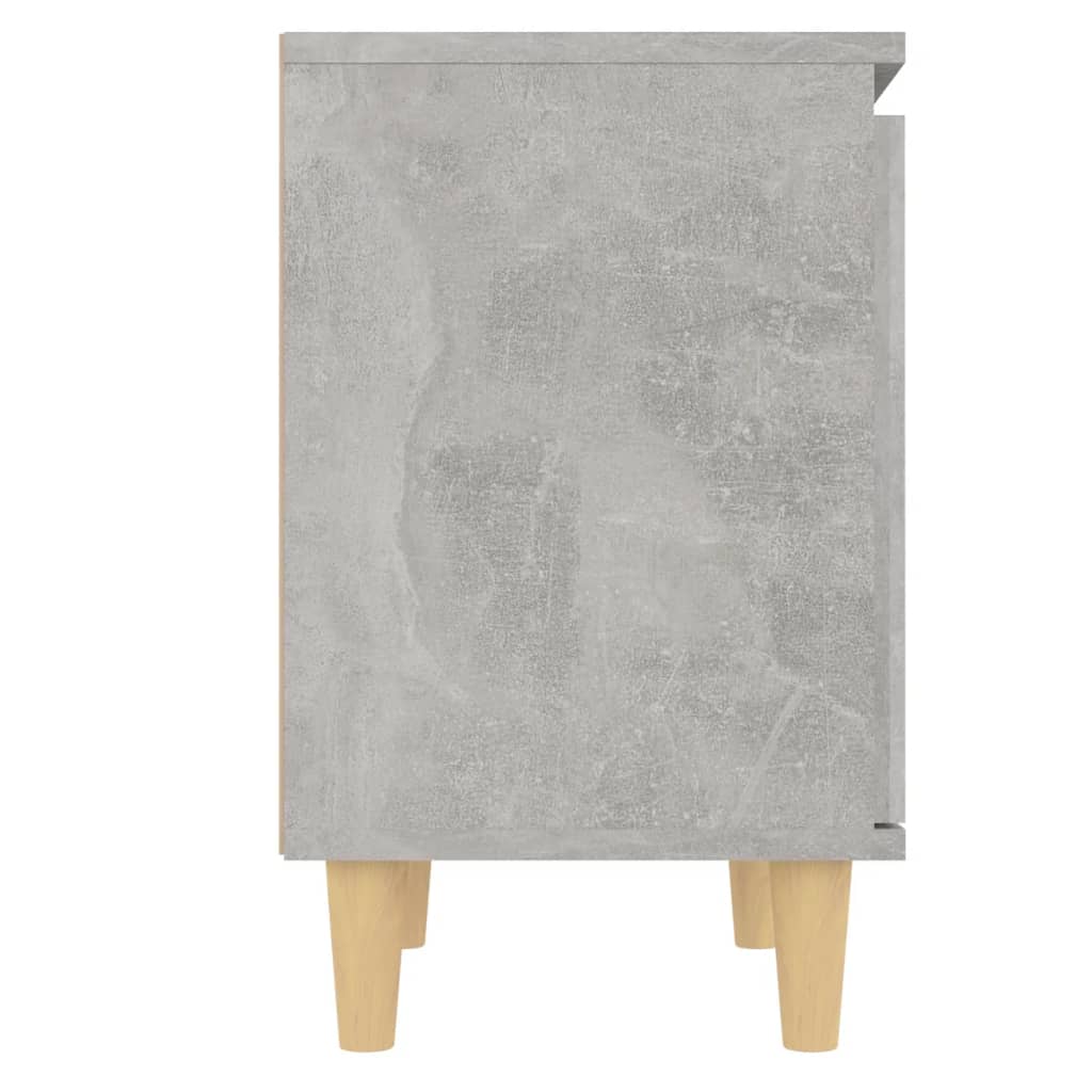 Nachttisch mit Massivholz-Beinen Betongrau 40x30x50 cm