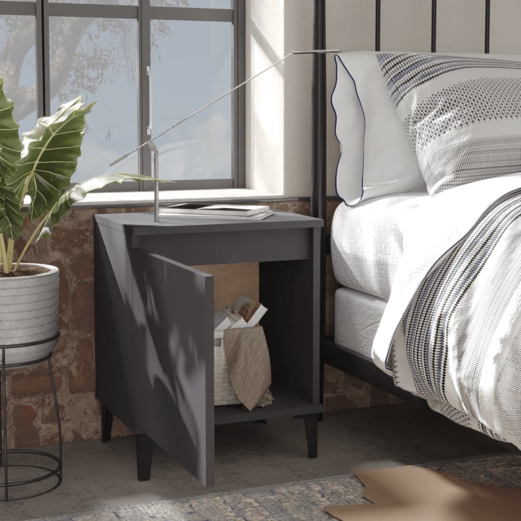 Nachtschränke mit Metallbeinen Grau 40x30x50 cm