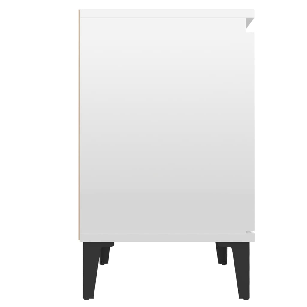 Nachtschränke mit Metallbeinen Hochglanz-Weiß 40x30x50 cm
