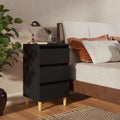 Nachttische mit Massivholz-Beinen 2 Stk. Schwarz 40x35x69 cm