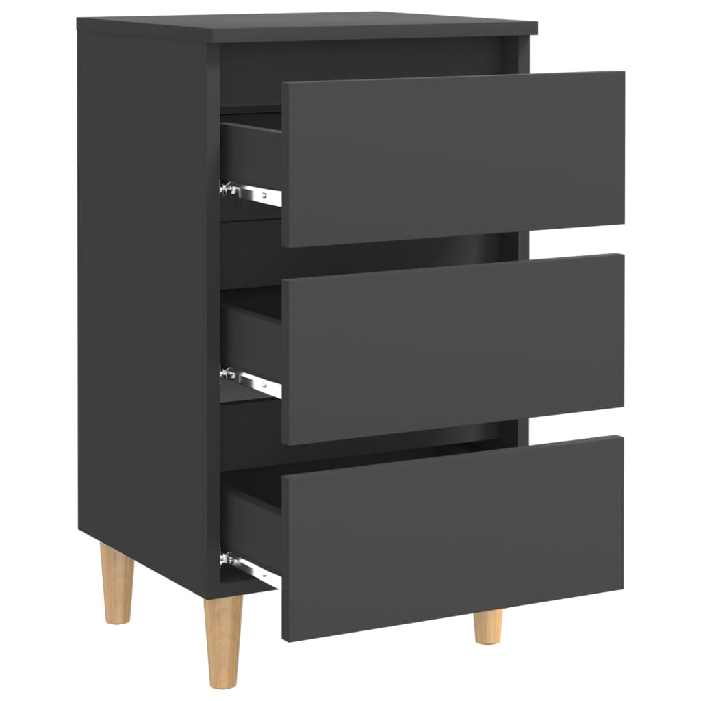 Nachttische mit Massivholz-Beinen 2 Stk. Grau 40x35x69 cm