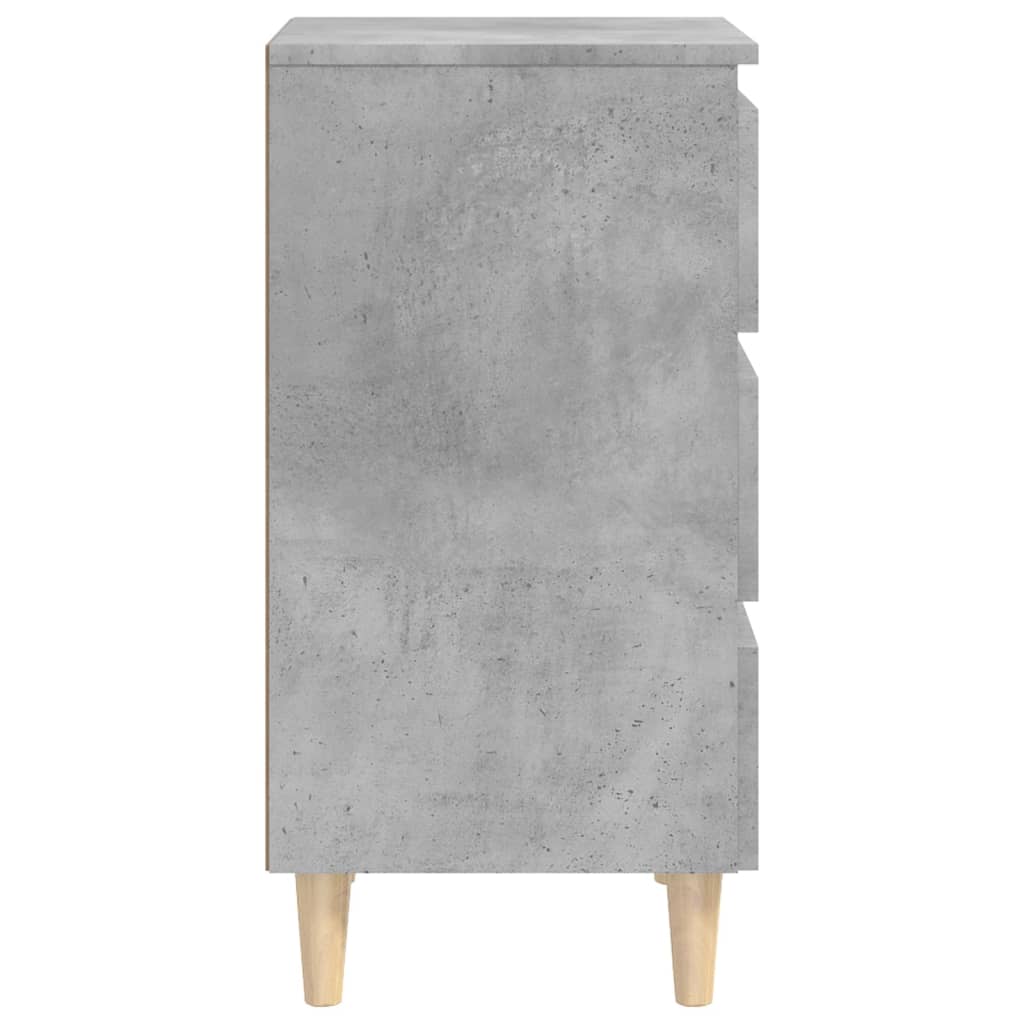 Nachttisch mit Massivholz-Beinen Betongrau 40x35x69 cm