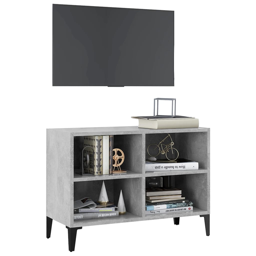 TV-Schrank mit Metallbeinen Betongrau 69,5x30x50 cm