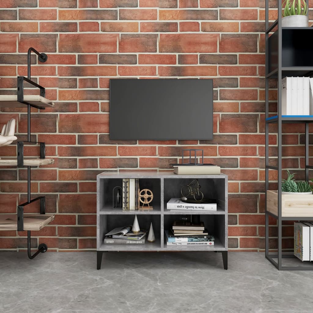 TV-Schrank mit Metallbeinen Betongrau 69,5x30x50 cm
