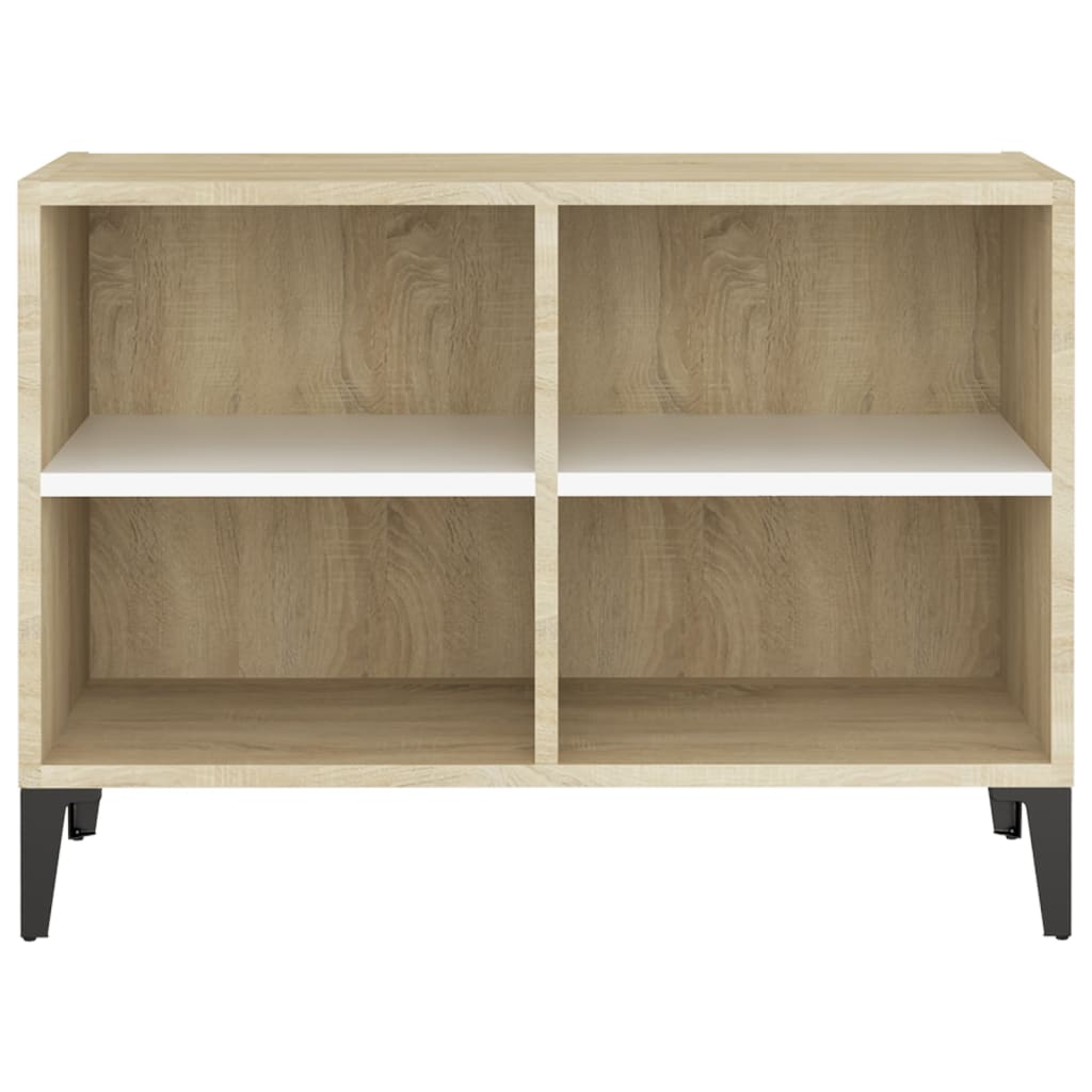 TV-Schrank mit Metallbeinen Weiß Sonoma-Eiche 69,5x30x50 cm