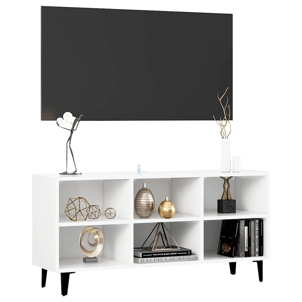 TV-Schrank mit Metallbeinen Weiß 103,5x30x50 cm