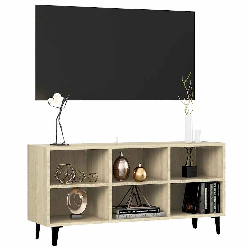 TV-Schrank mit Metallbeinen Sonoma-Eiche 103,5x30x50 cm