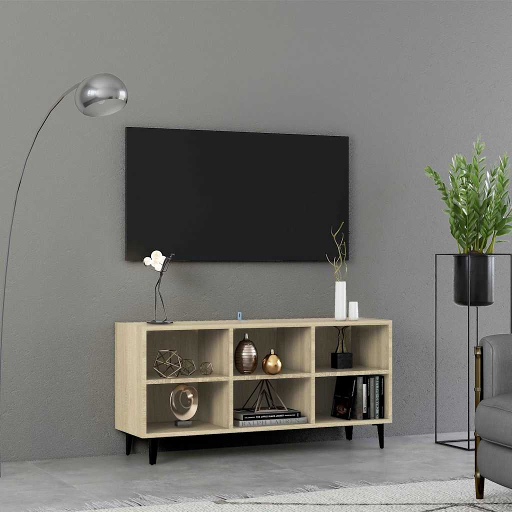 TV-Schrank mit Metallbeinen Sonoma-Eiche 103,5x30x50 cm