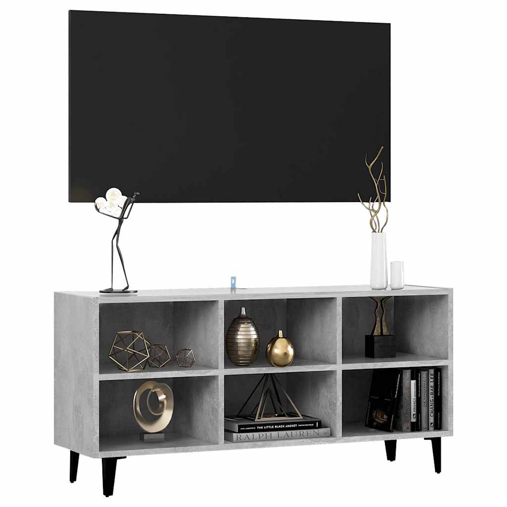 TV-Schrank mit Metallbeinen Betongrau 103,5x30x50 cm