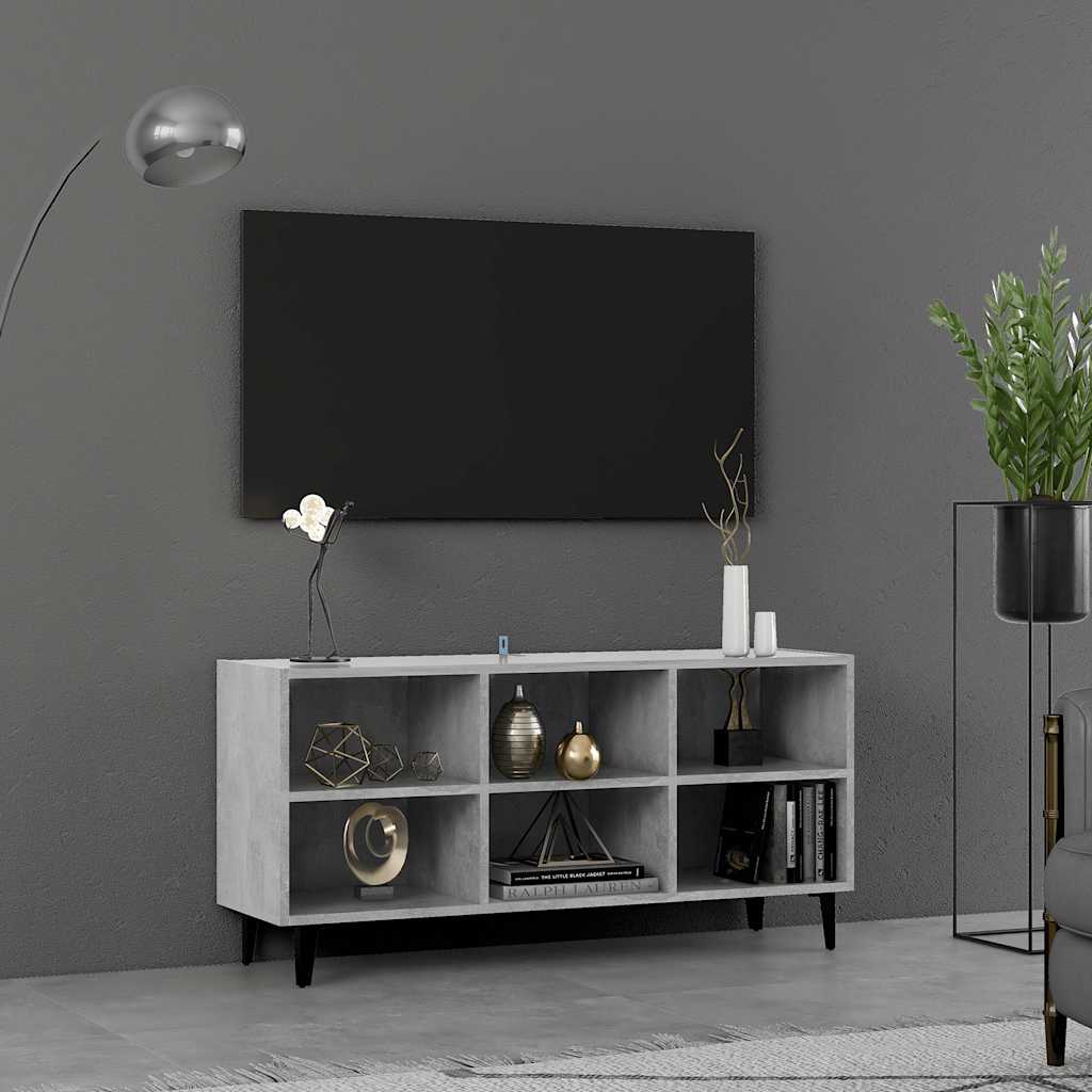 TV-Schrank mit Metallbeinen Betongrau 103,5x30x50 cm