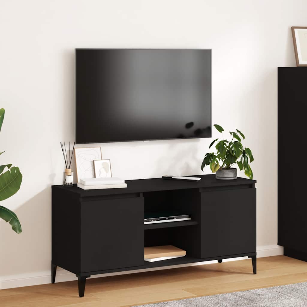TV-Schrank mit Metallbeinen Schwarz 103,5x35x50 cm