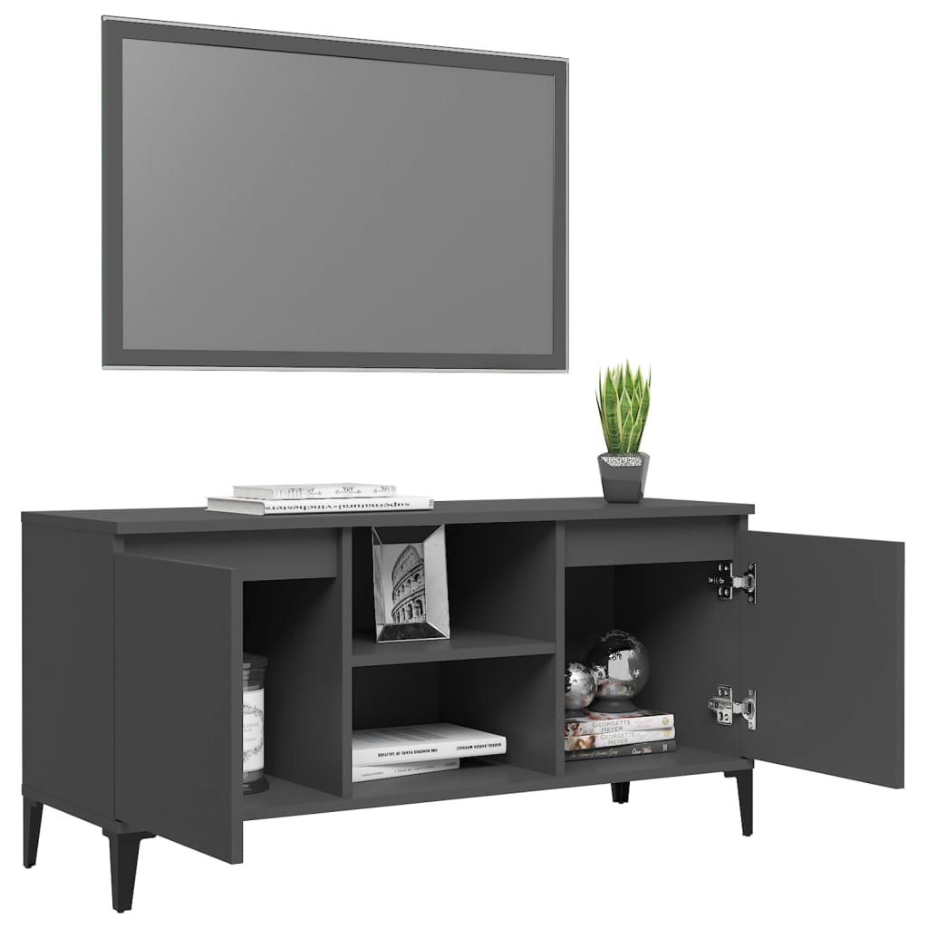 TV-Schrank mit Metallbeinen Grau 103,5x35x50 cm
