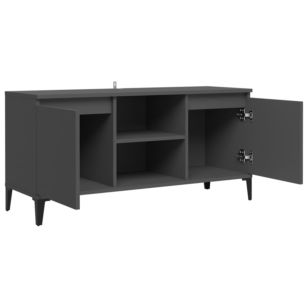 TV-Schrank mit Metallbeinen Grau 103,5x35x50 cm