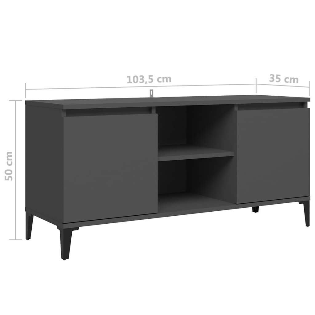 TV-Schrank mit Metallbeinen Grau 103,5x35x50 cm